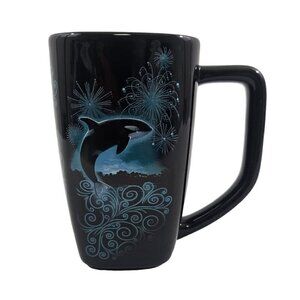 SeaWorld Theme Park Collectible Shamu Orca Whale Graphic 14 Oz Ceramic Mug Cup